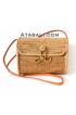 Ata rattan wallet bag with ribbon clip with sling leather